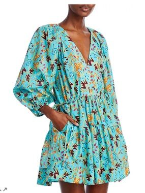 A.L.C. Turquoise and Red Floral Mini Dress